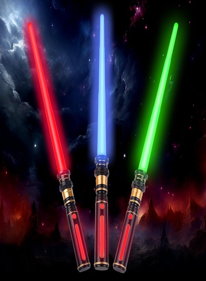 YOFOTHS Light Up Sabers, 3 Packs Light Sword for Kids with FX Sound, Expandable Light Up Saber for Cosplay Halloween Dress Up Parties Birthday Christmas (Red.Green.Blue) - Image 1